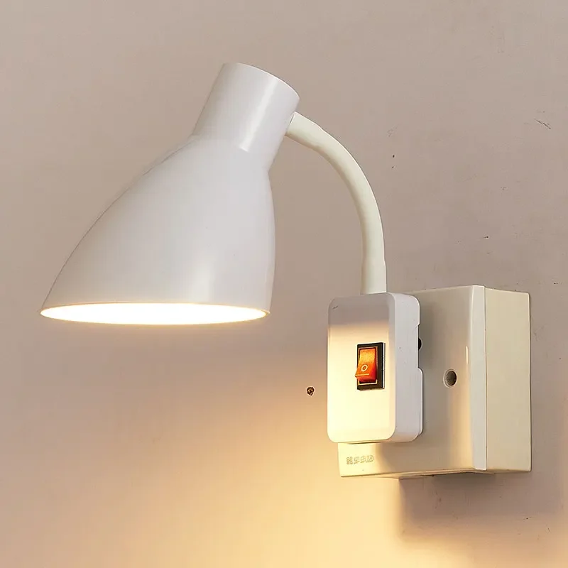 Table Lamp Bedroom Small Night Lamp Led Lampshade with Switch Three Plug Electric Bedside Socket Wall Lamp Nursing Yellow Light Eye-Protection Lamp