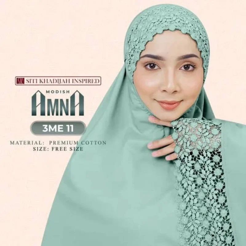 Telekung Siti Khadijah Cotton Modish Amna PREORDER free woven beg