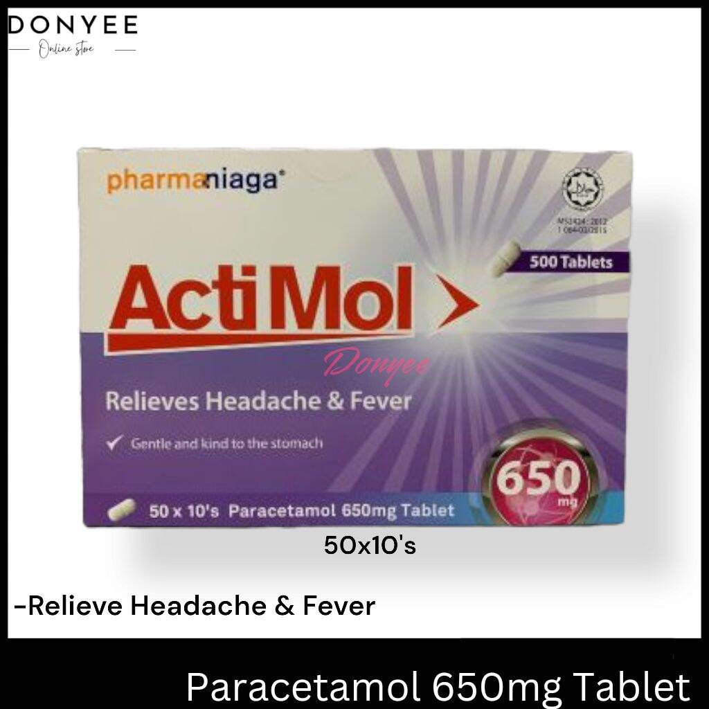 Pharmaniaga Paracetamol Actimol Tab 650mg 50x10's / 10x10's | Lazada