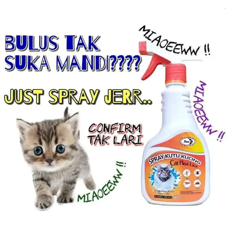 Cat Flea Lice tick Ubat Kurap Kucing Spray Kutu Kucing Anjing Bam E 500ml