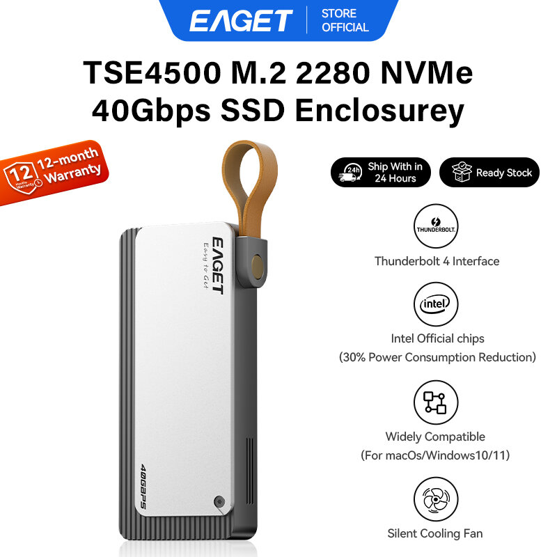 EAGET TSE4500 USB4.0 M.2 2280 NVMe SSD Enclosure Compatible with Thunderbolt 4 (40Gbps) ราคา 4,720 บาท*ส่งฟรี