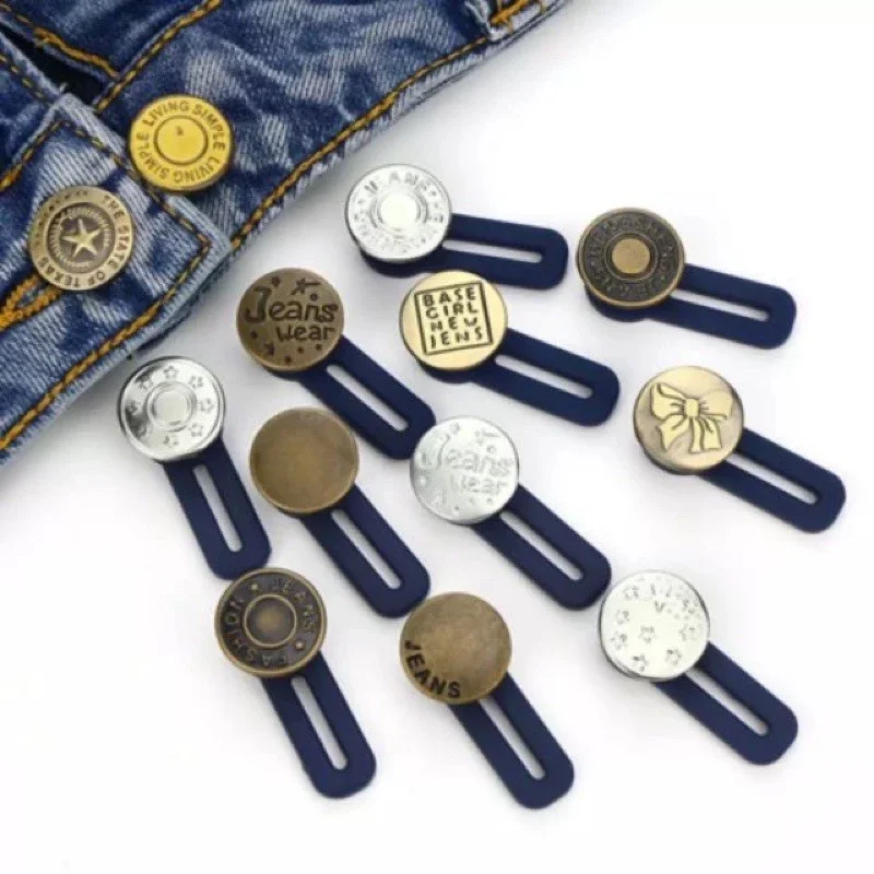 1 pcs Jeans Retractable Button Adjustable Detachable Extended Button for Clothing Jeans-随机款免钉可拆伸缩式加扩腰纽扣