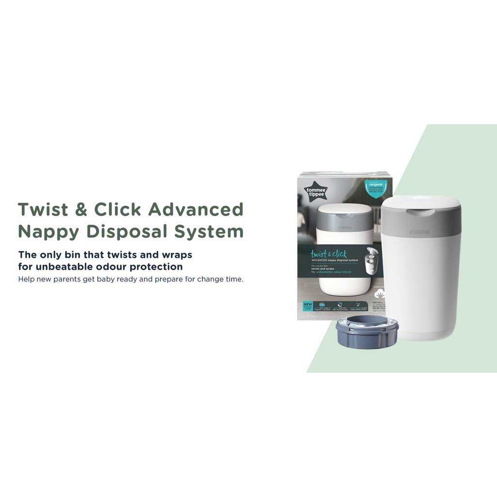 Tommee Tippee Twist & Click Nappy Disposal Bin/Tommee Tippee Sangenic Tec Cassette. 