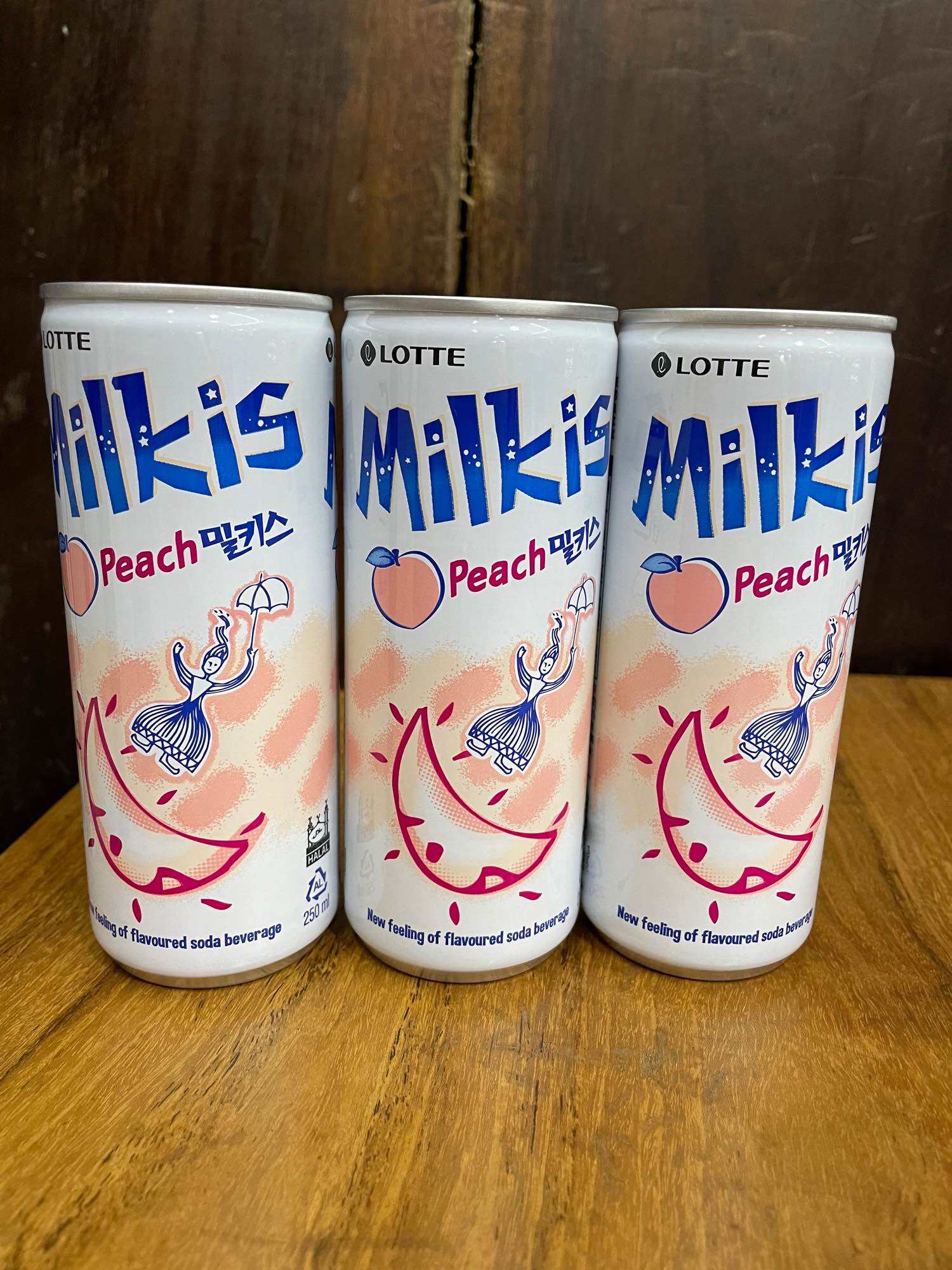 KOREA LOTTE MILKIS SODA DRINK 250ml x 3 PEACH FLAVOUR with Halal cop ...