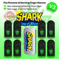 【Flashing Silver Fiber】【Shark King】BlueWow Gaming Finger Sleeves Gamer Touchscreen Finger & Thumb Covers Anti Sweat Breathable Ultra Thin PUBG Game Gloves for Mobile Phone/iPad Tablet