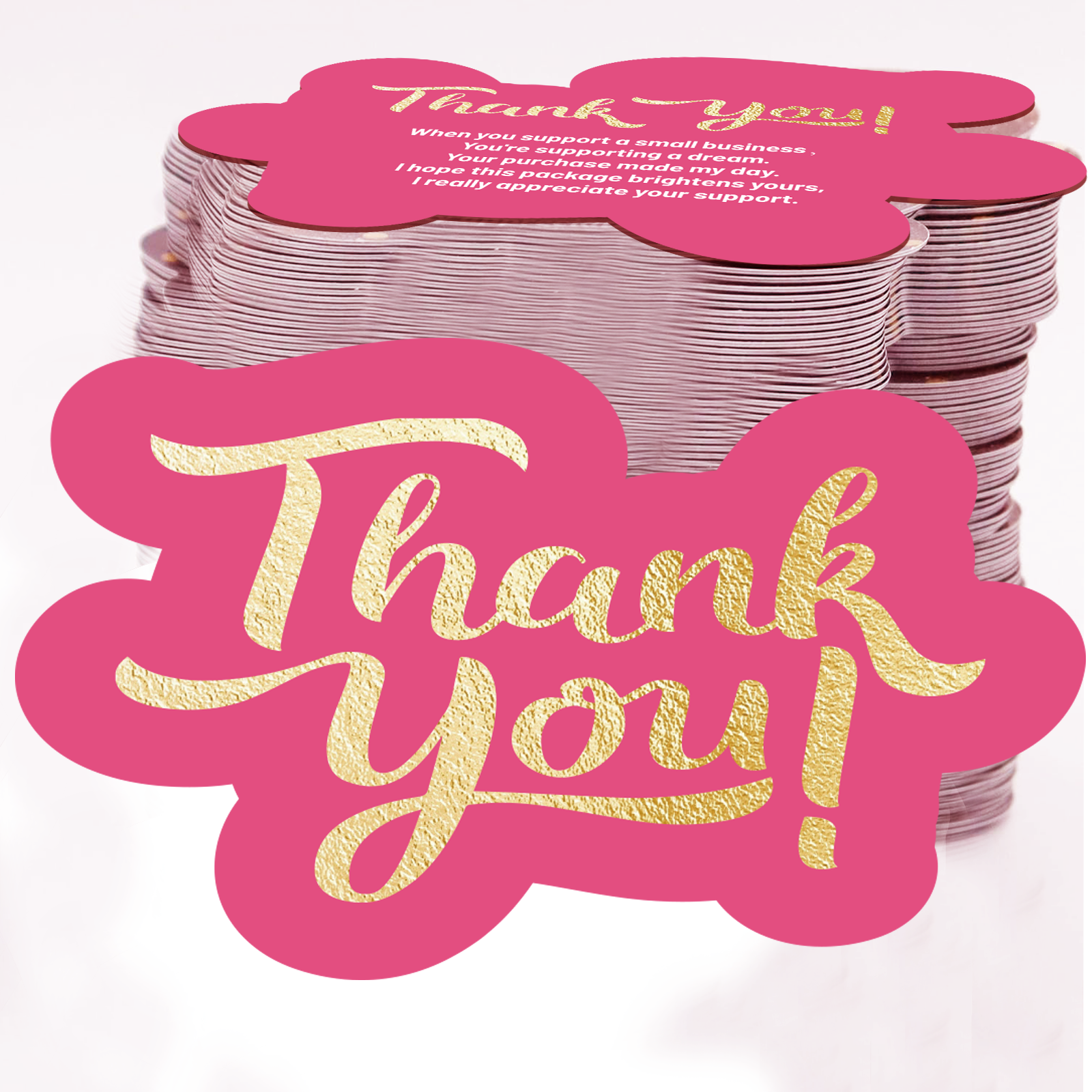 100 Pcs Unique Thank You Cards Small Business Pink Thank You Cards for Small Business.