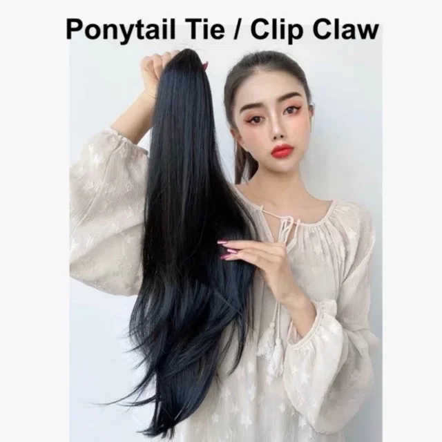 Pony tail Straight Tie Claw synthetic hair extension curl ponytail hair piece wig