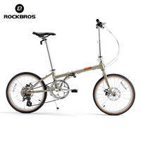 【SG Delivery】ROCKBROS Retro 20 Inch Folding Bike Shimano 8 Speed Disc Brake Compact MRT Bus Friendly Urban Commuter Bicycle-Gift ‌Bike Rack