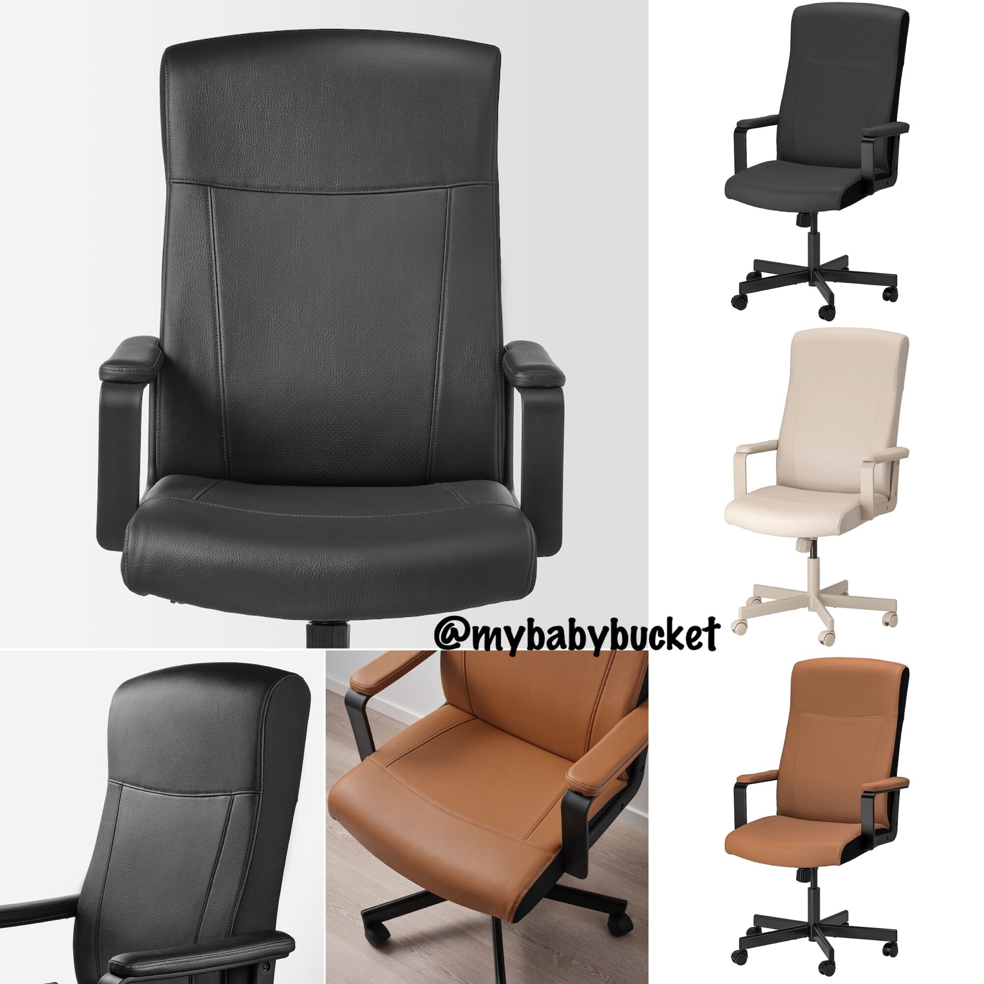 ? MILLBERGET Home Office Work Swivel Chair Black/White | Lazada