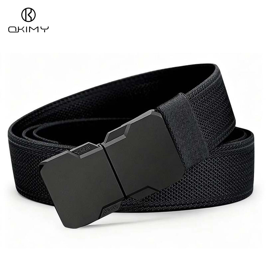 OKIMY Men's Belts High Elastic Nylon Belt Automatic Buckle Breathable Belt Outdoor Trendy Utility Waist Belts 120cm Adjustable Length Scratch Resistant Belts Casual Belt for Men Vintage Jeans Belt for Men ราคา 159 บาท*ส่งฟรี