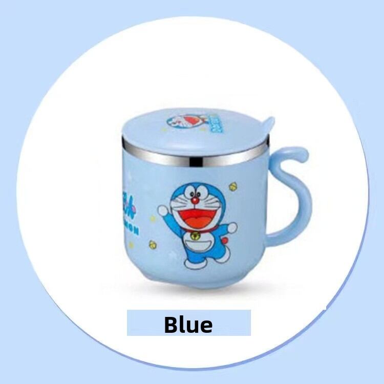 Stainless Steel 304 Childrens Straw Cup Kindergarten Anti-fall with Lid Milk Tea Drinking Cup Home Baby Milk Cup