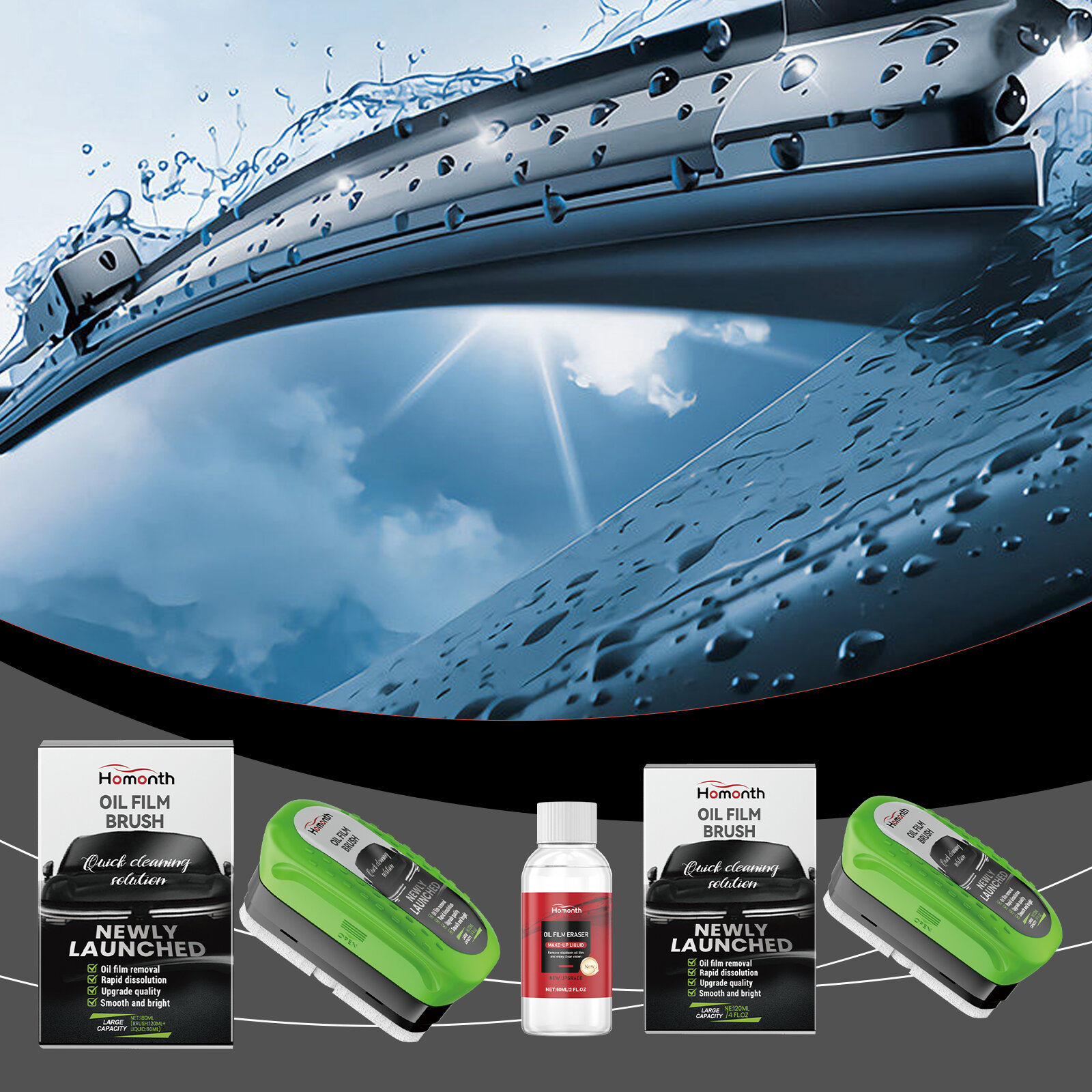 Homonth 120ml Car Windshield Oil Film Remover, Cleaning Agent, Oil Film Wipe, Strong Cleaning Brush, Cleaning Wipe Parts ราคา 182 บาท*ส่งฟรี