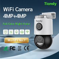 [Tiandy] Home Security WIFI Camera - 4MP - Full Color Night Vision - Human&Car Detection - Red&Blue Light Warning - Two-way Audio - Cloud/up to 256G(not included)