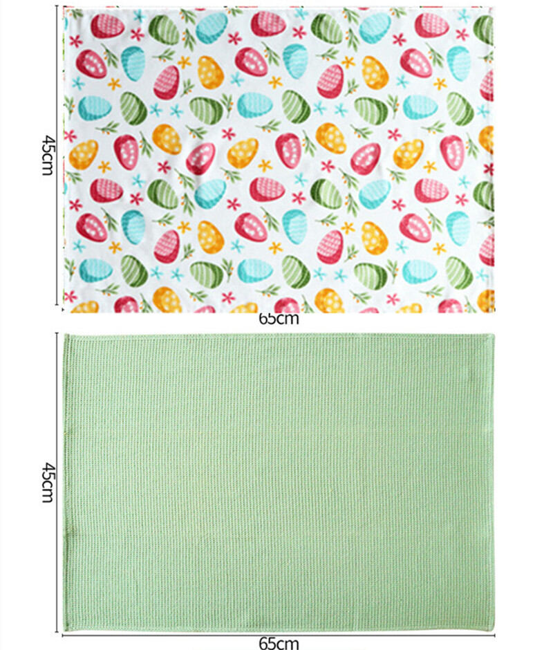 2Pcs/set 45x65cm Printed Pure Cotton Table Napkins Kitchen Waffle Tea Towels Absorbent Dish Cleaning Cloth - 3