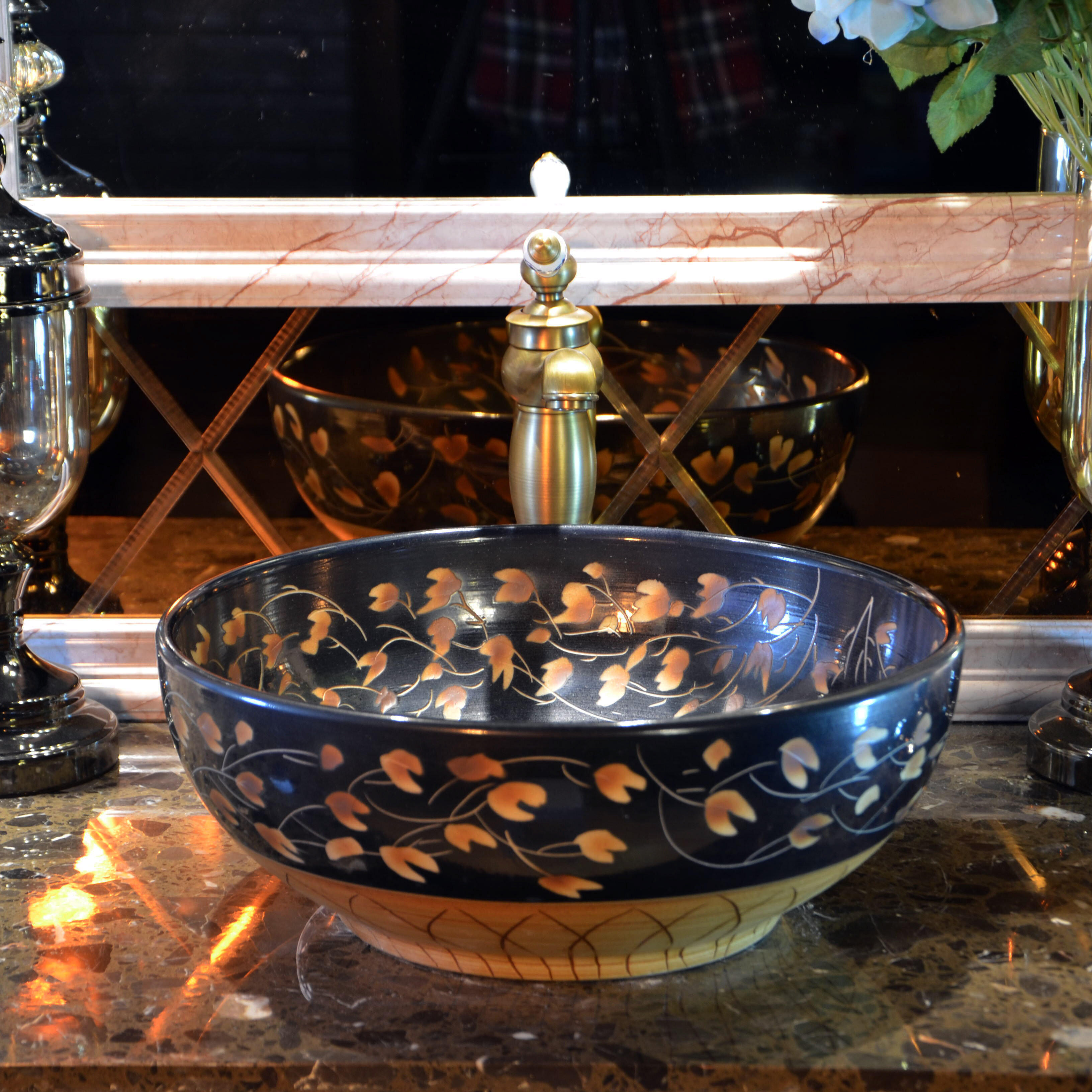 Antique Style Wash Basin Table Basin Retro Ceramic Washbasin Bathroom