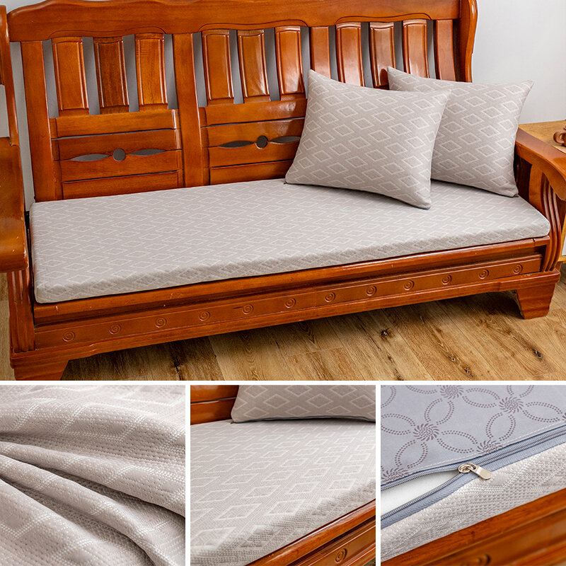 Amphora | Summer Ice Silk Pad Solid Wood Sofa Sponge Seat Cushion Chinese Style Redwood Sofa Full Wrap Anti-Slip Cushion Machine Washable