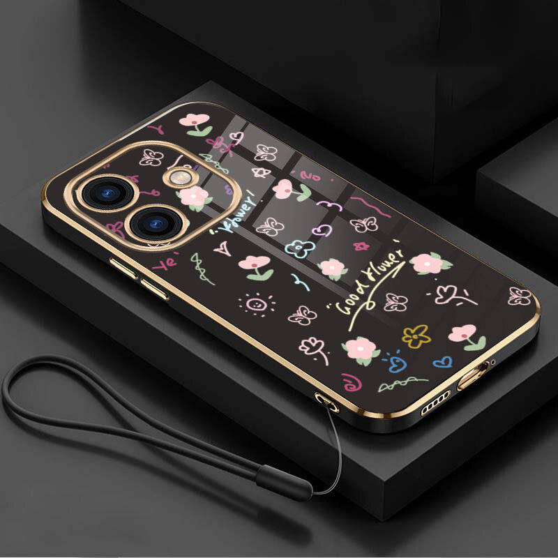 OPPO A5i Pro A5iPro Luxury Glossy Shell Flower Square Edge Shell Silicon Soft Cover. 