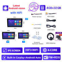 Android 15.0 Car Stereo 7/9/10.1 Inch IPS Touchscreen 2DIN Head Unit 2G+64GB 4-Core Wireless CarPlay/Android Auto Split Screen GPS Waze FM RDS WiFi Bluetooth