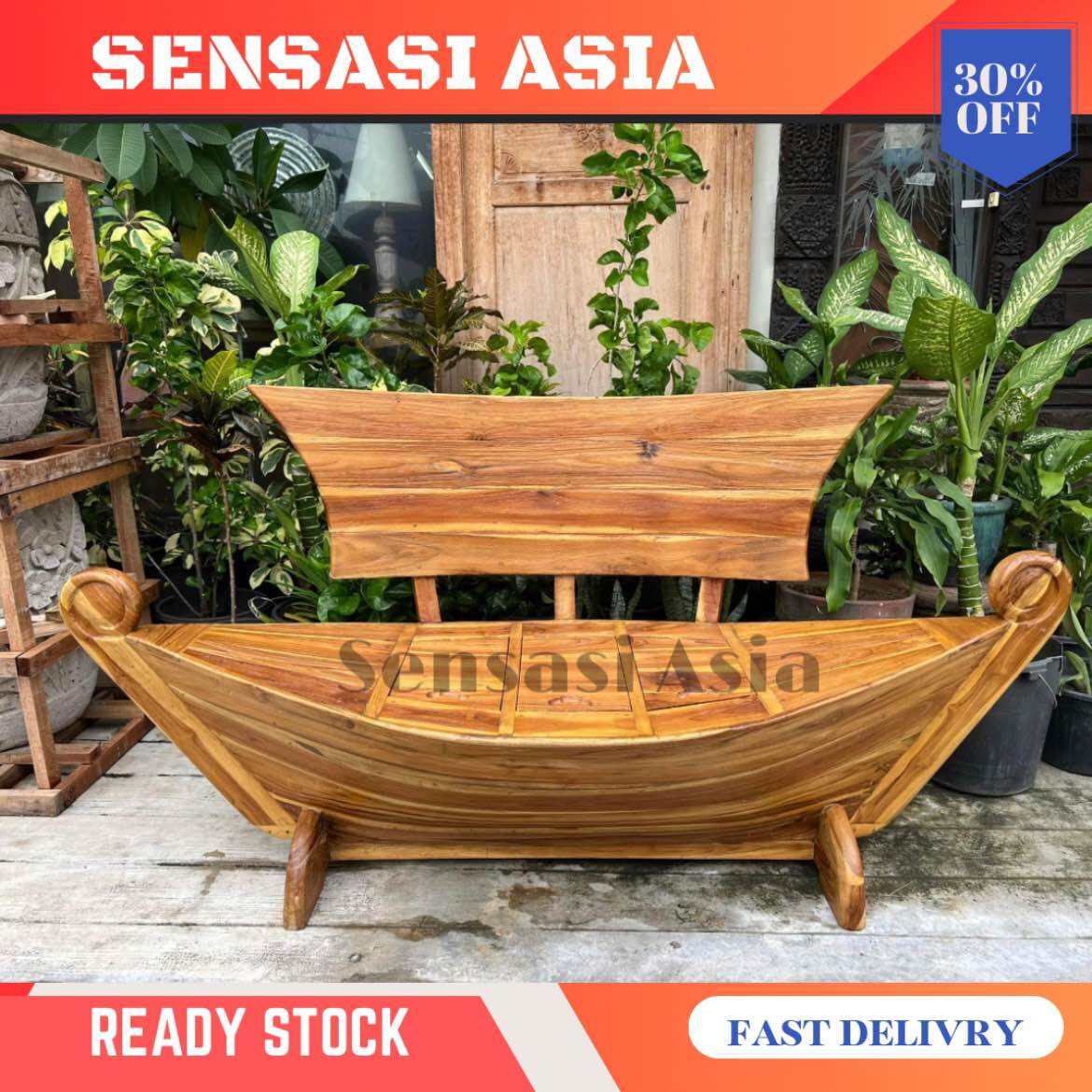 KERUSI PERAHU KAYU JATI WOODEN BOAT BENCH WITH STORAGE[Teak Wood] | Lazada