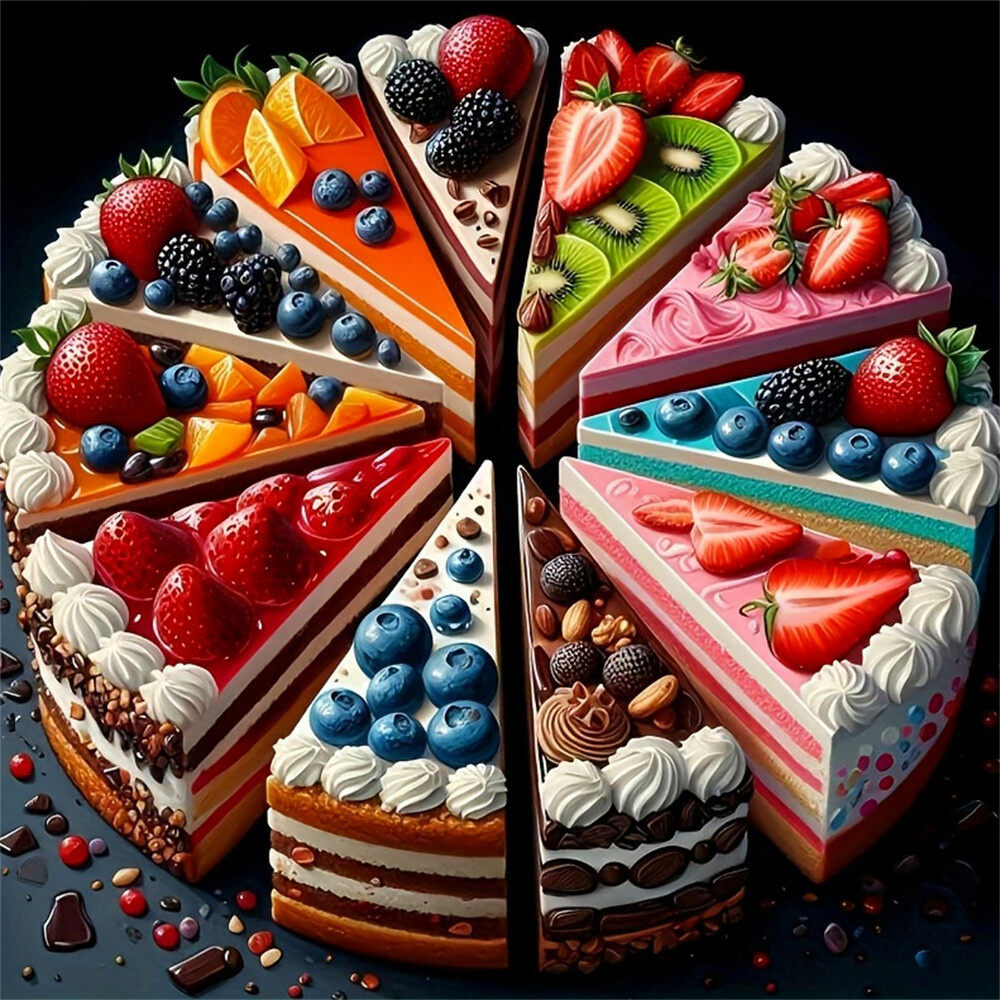 Evershine Embroidery Dessert Cake DIY Kit Picture Needlework Cross Stitch Dessert Bread Unique Landscape Home Decor