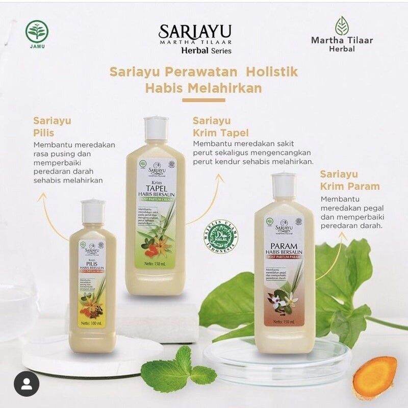 SARIAYU SET BERPANTANG IBU BERSALIN LENGKAP (PILIS - TAPEL - PARAM) 100ML Warming Herbal Body Contour Herbal Calming Herbal for Postpartum Care