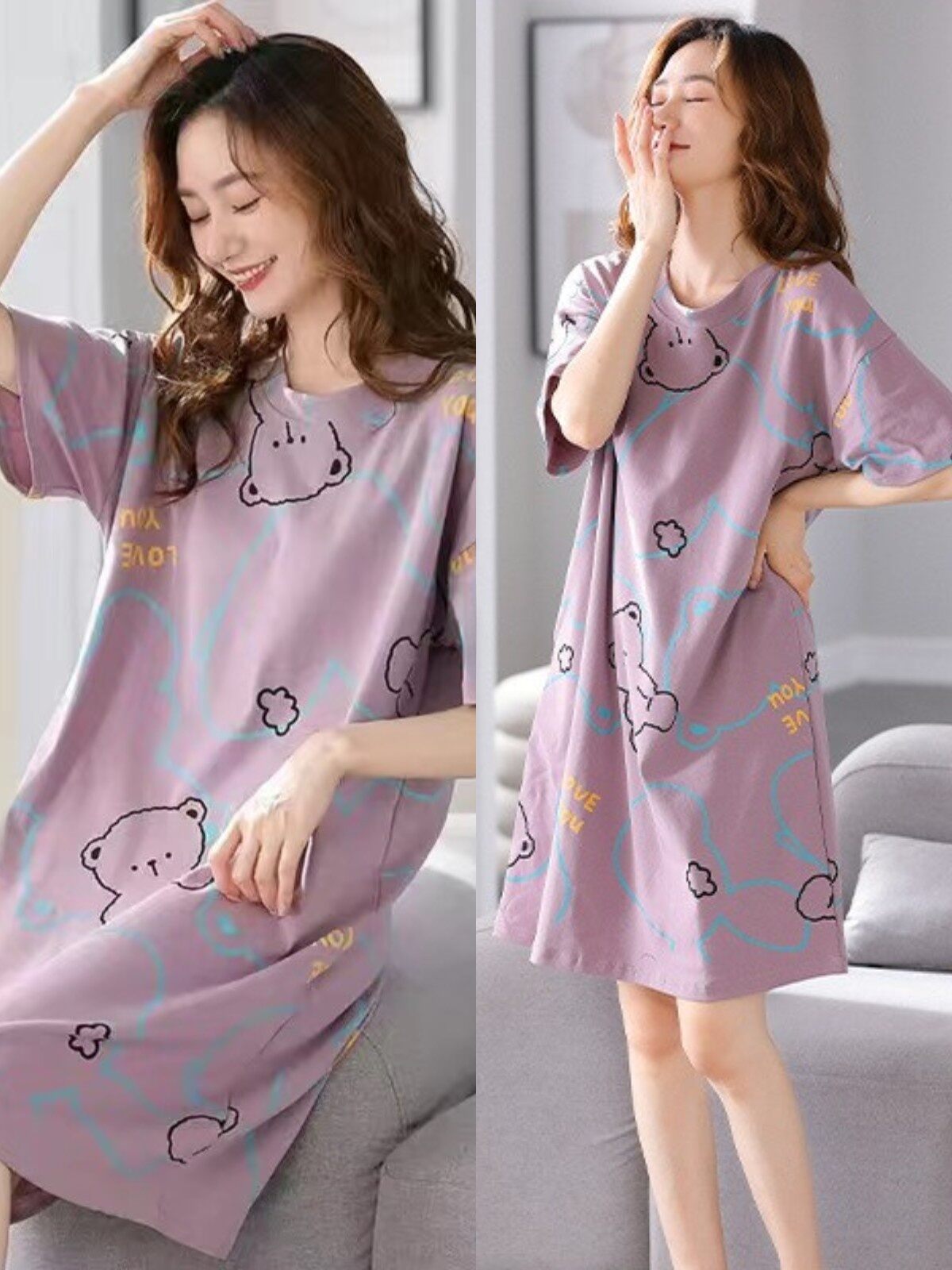 Ladies Nighty: Loveena Babydoll Sleepwear Satin Pyjamas For