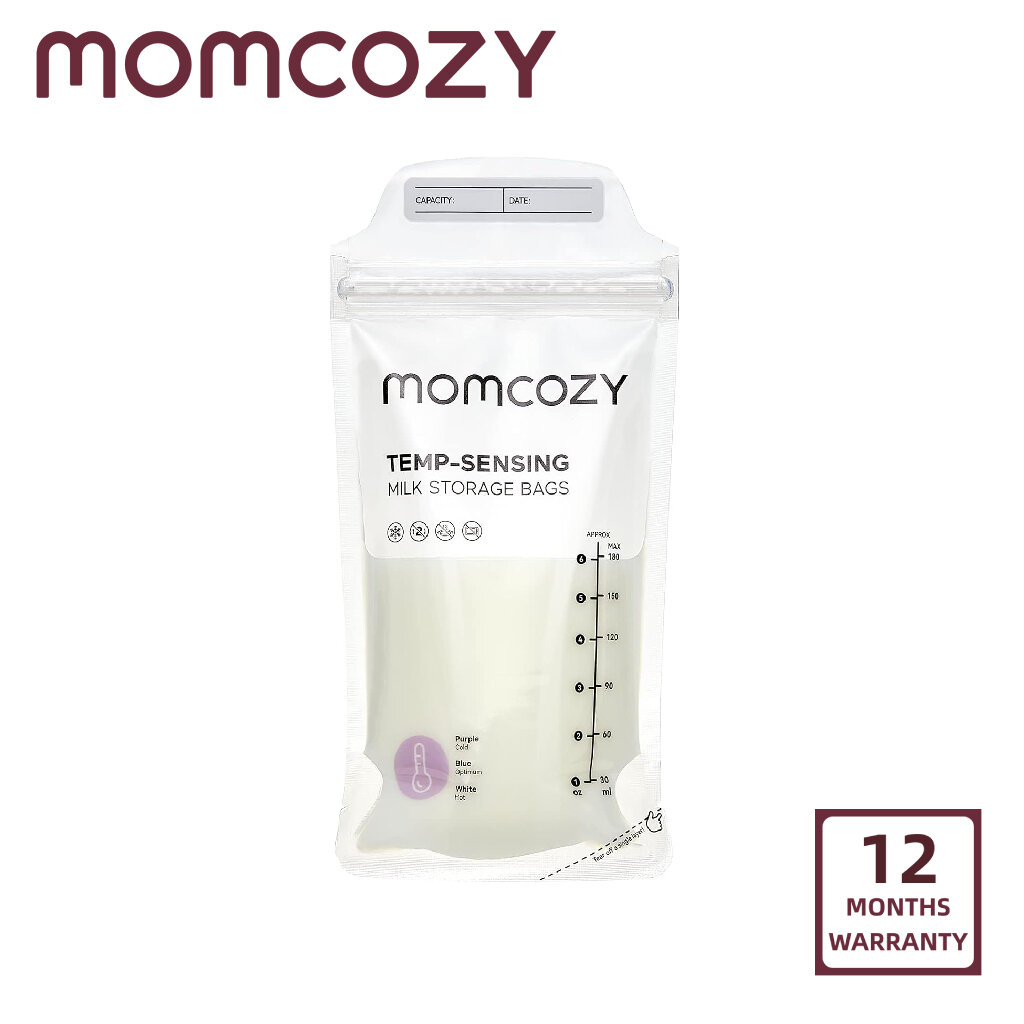 Momcozy Breast Milk Storage Bags, 50 Pieces Temp-Sensing Discoloration Milk Storage Bags for Breastfeeding, Disposable Milk Storage Bags with 180ml Self Standing Leakproof ราคา 349 บาท*ส่งฟรี