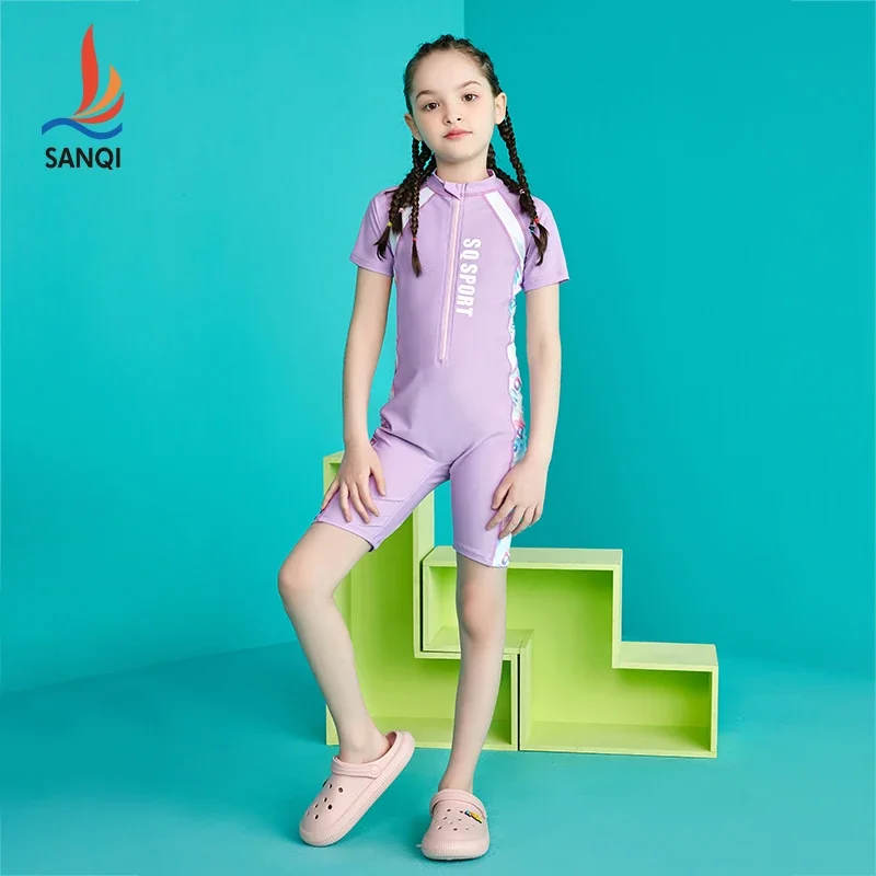 Sanqi Children's Swimsuit Girls' Summer One-Piece Medium and Big Children Girl Princess Quick-Drying 2021 New Professional Swimwear