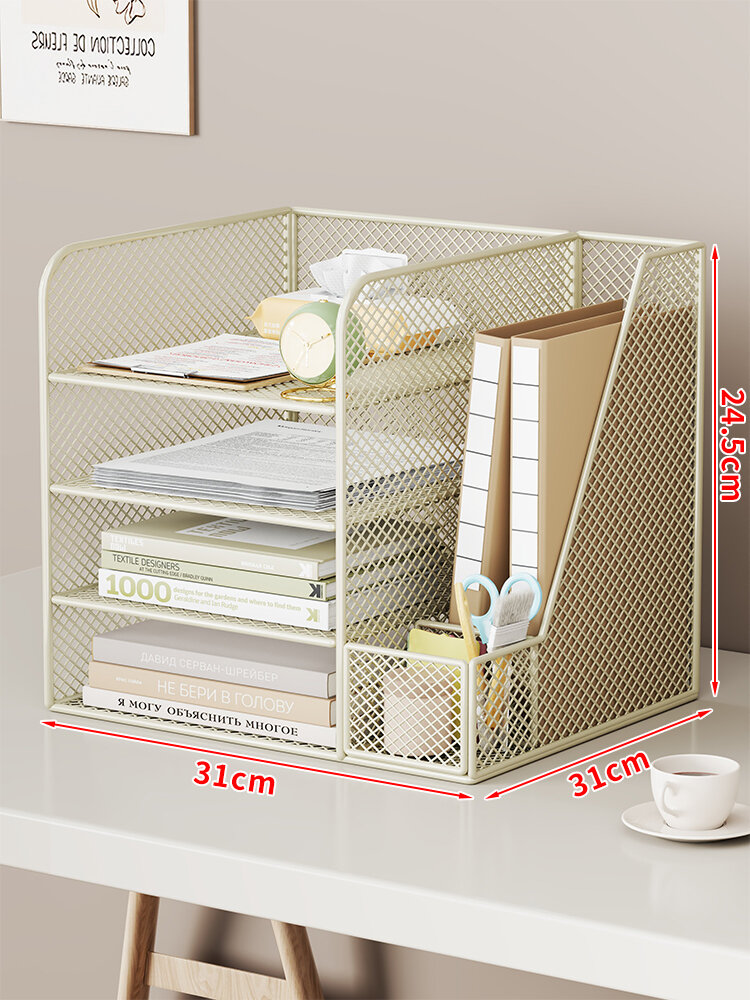 Desktop Organizer File Rack Office Desk Document Storage Box Multi ...