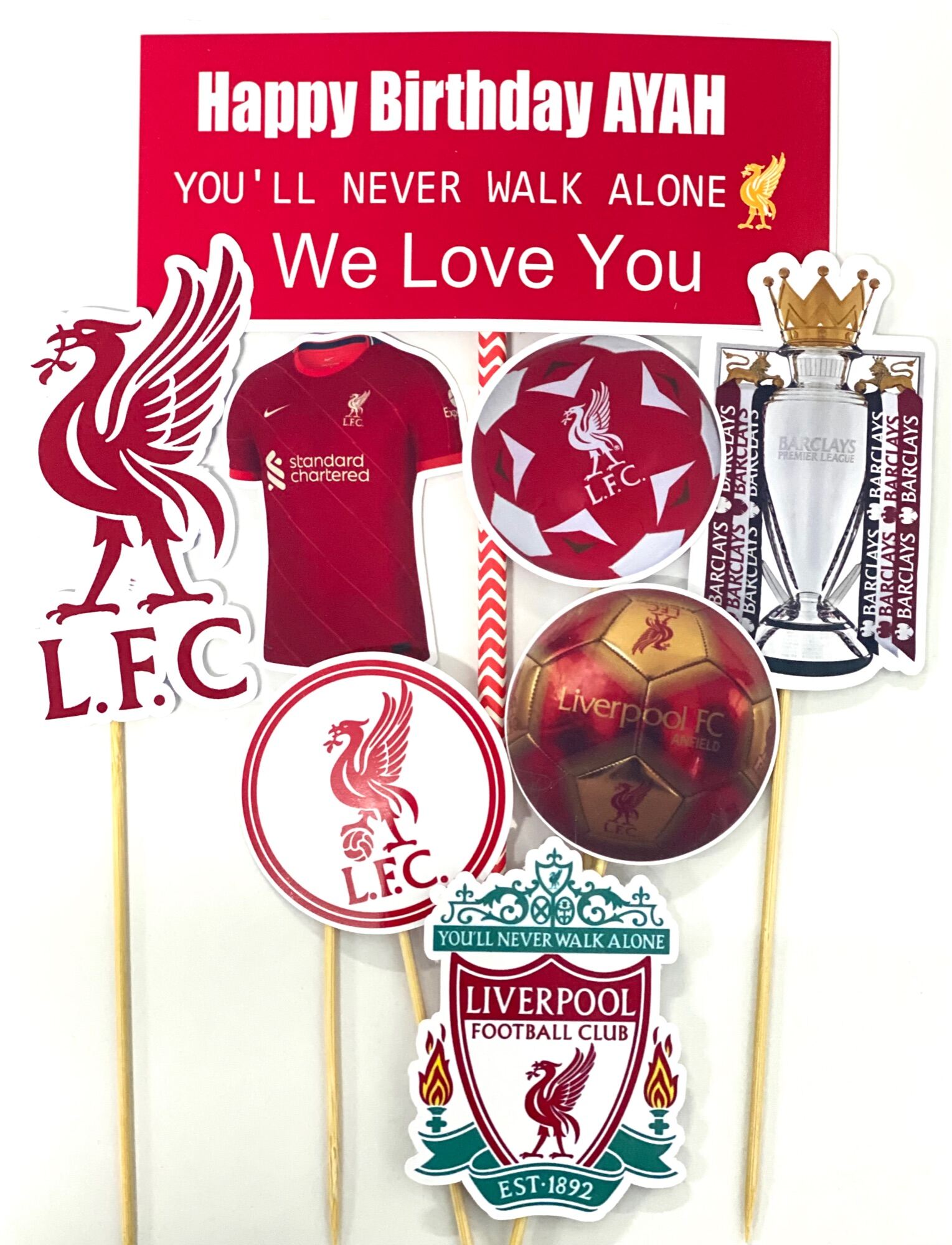 Set of 2) Cake topper & Liverpool Fan's Cake Plaque – Laser cut by Jarcoz