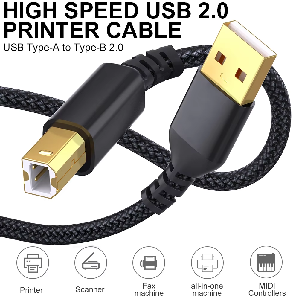 USB AM/BM PRINTER CABLE PREMIUM MESH – HUP02