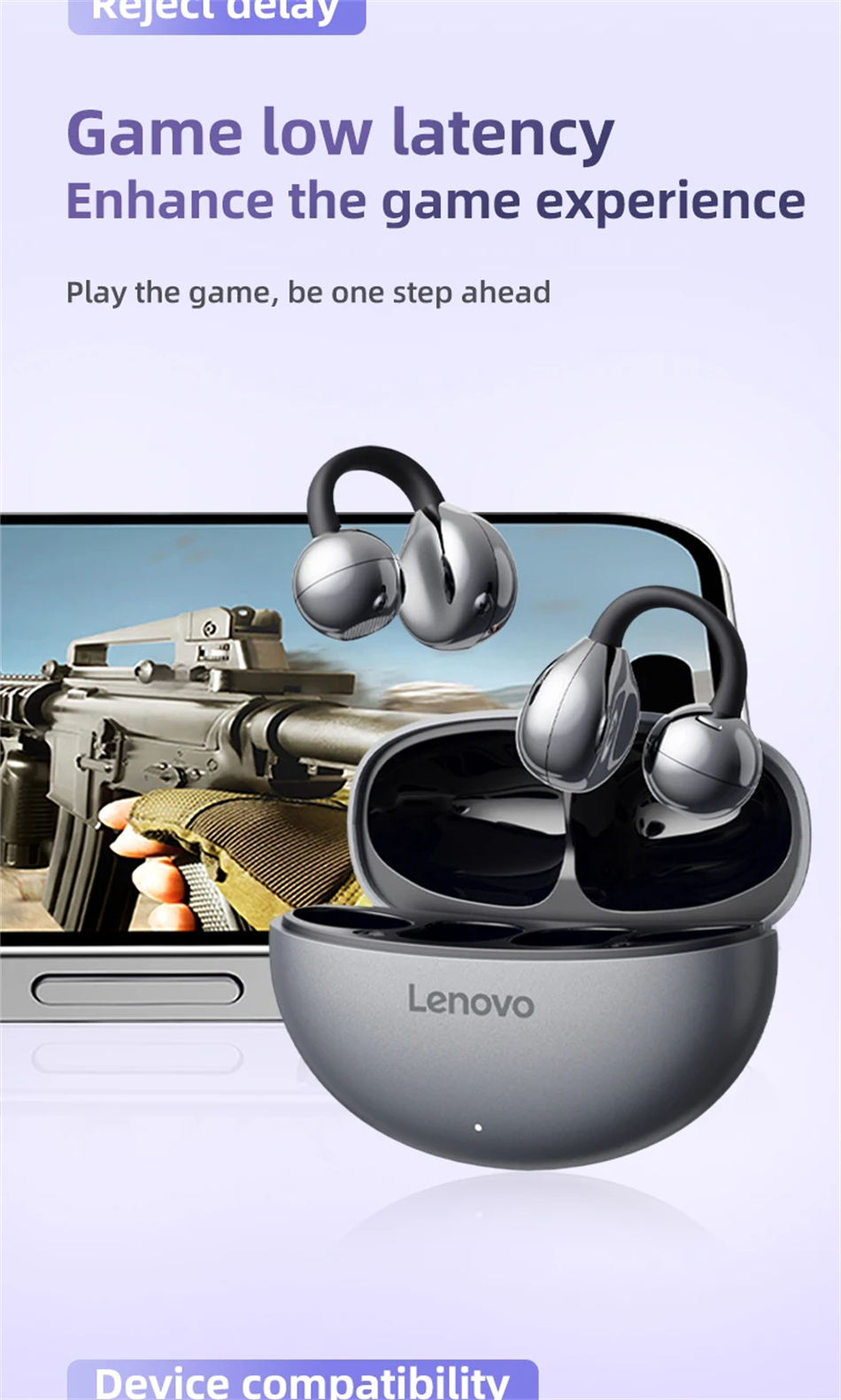 Lenovo Wireless Bluetooth Earbuds Stereo Noise Cancelling Gaming_voghion.com