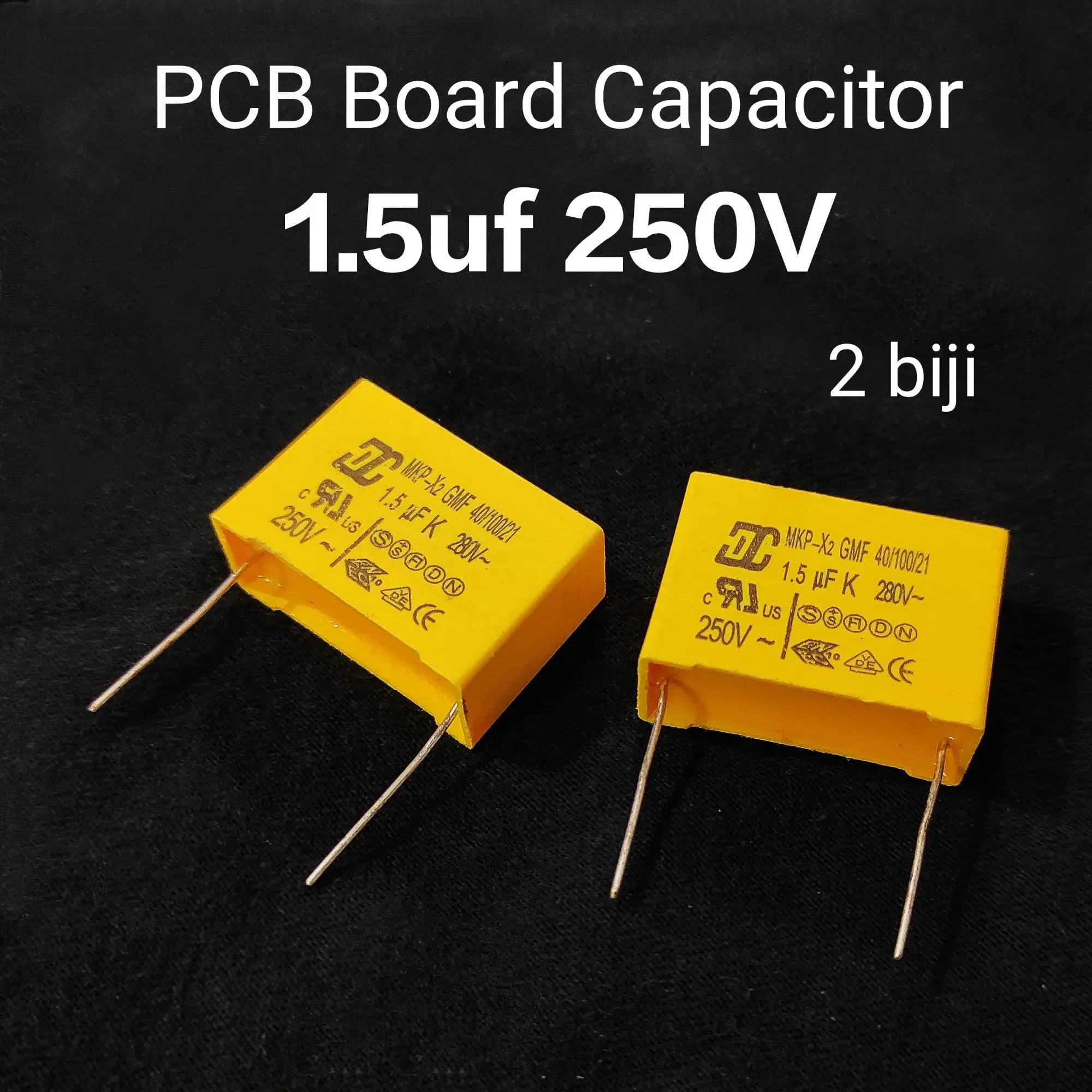 2 Biji 1.5uf 250V PCB Board Capacitor kapasitor 1.5ug