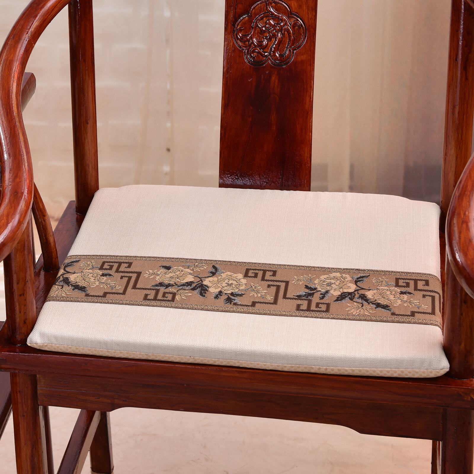 New Chinese Style Rosewood Chair Pad Classical Circle Chair Master Chair Solid Wood Sofa Seat Pad High Density Sponge Pad Four Seasons Universal