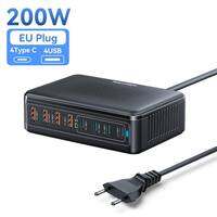 【Local Stock】Rocoren 200W/100W GaN Charger Multi-Ports Universal Wall Desktop Fast Charging Station Dock for Mobile Phone Power Adapter For iPhone 17 Pro Samsung Xiaomi Huawei Macbook Laptop iPad Home Office Desk Charger Station