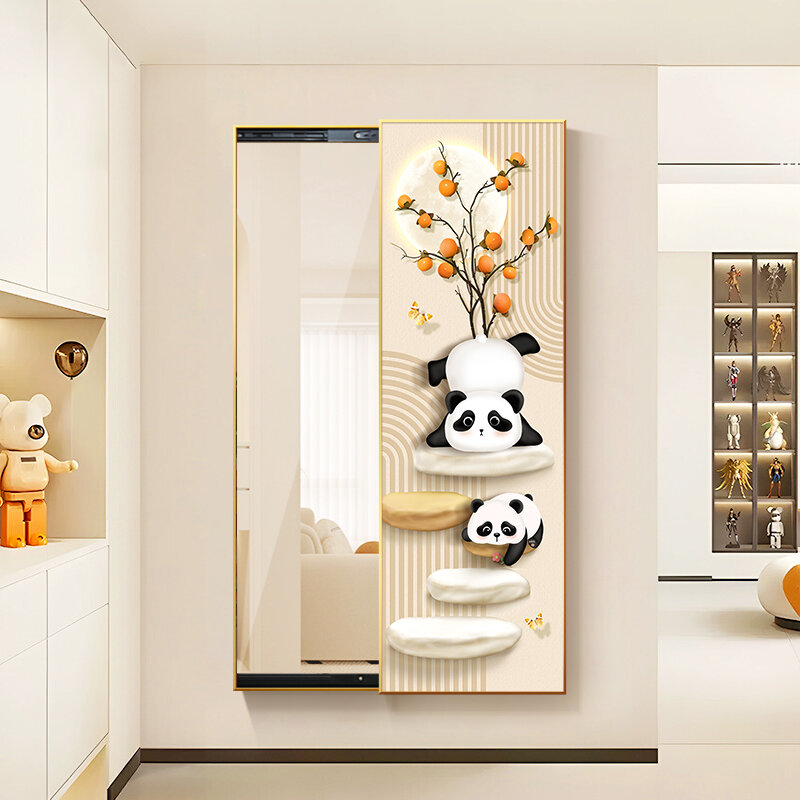 Panda Living Room Full Body Invisible Sliding Mirror Bedroom Closet Hidden Decorative Painting Modern Home Decor Wall Art Harga  258 Ringgit*Penghantaran Percuma
