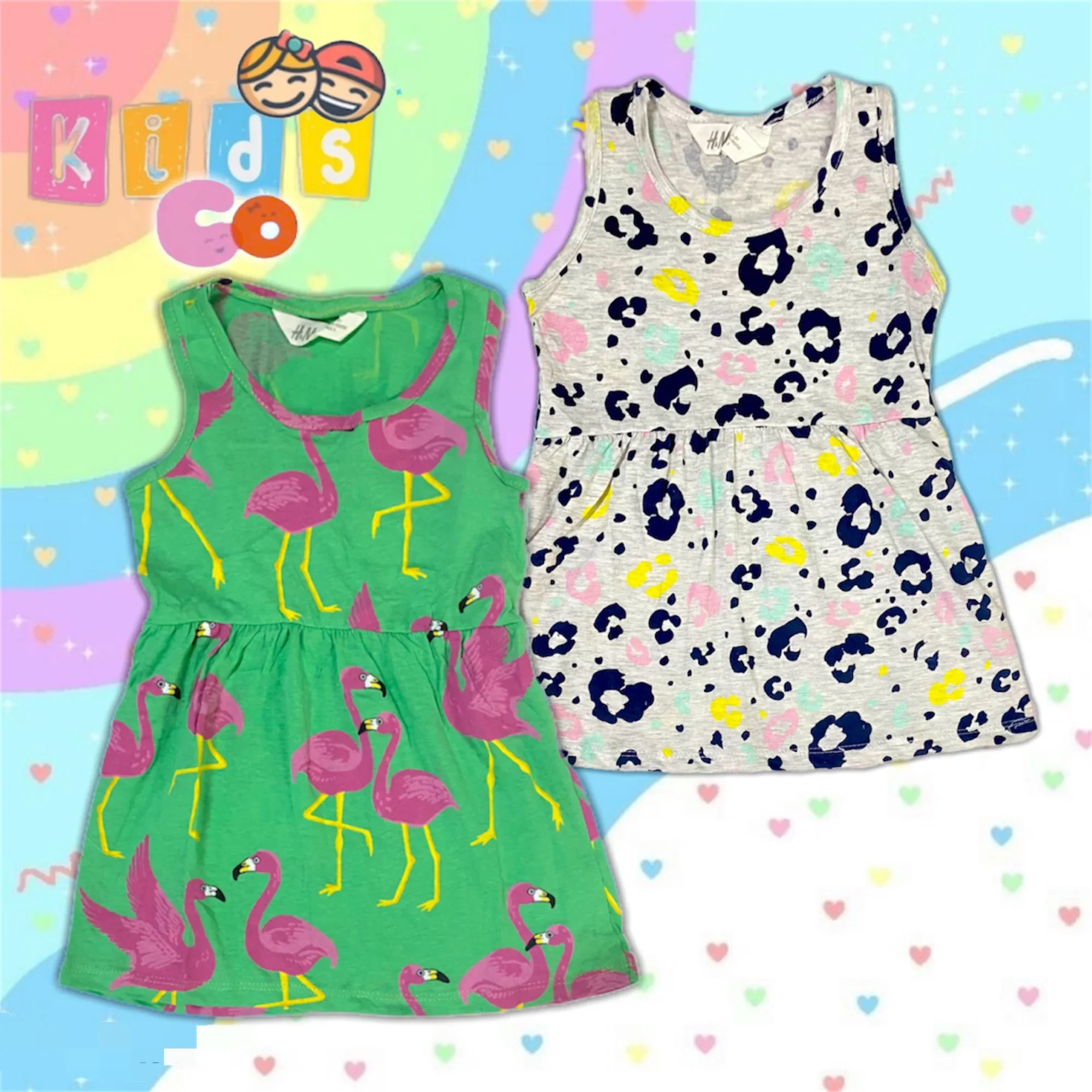 Dress Flamingo Leapord Printed Cotton Kids Size