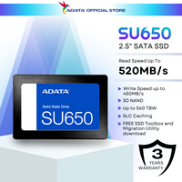 ADATA SU650 3D-NAND 2.5 SATA III High Speed Read up to 520MB/s Internal Solid State Drive 120GB/240GB/480GB/512GB/960GB/1TB/2TB