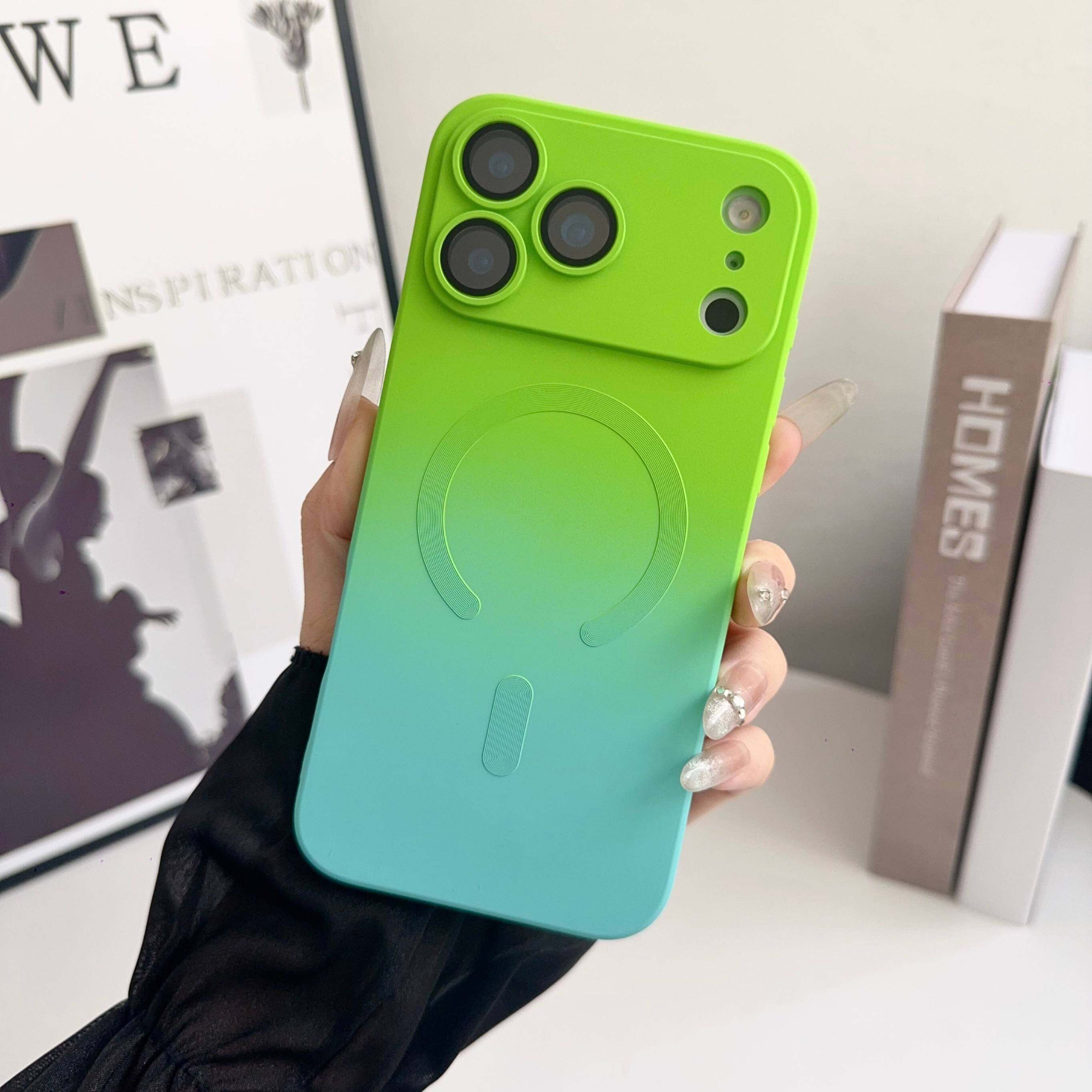 Two-Tone Silicone Phone Case for iPhone 17ProMax 17Pro, Built-in Lens Protector, Compatible with iPhone AIR/17e, Wireless Charging Supported