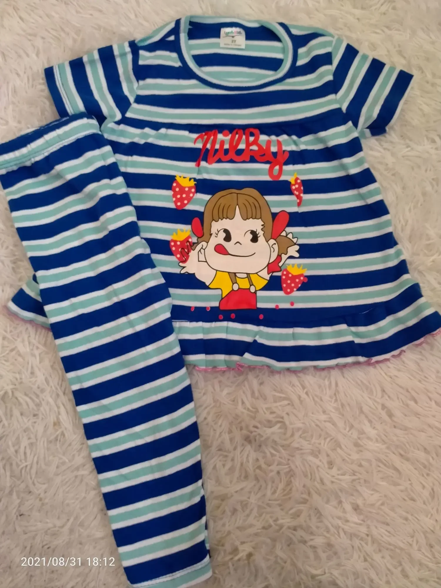 Pyjamas Doll Lynkids Stripe Blue Peko Design