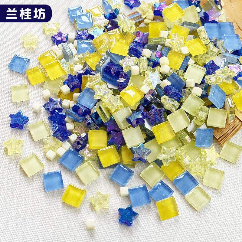 1cm DIY Crystal Mosaic Tile Fragments 450 Pieces Childrens Handcraft Material Kit Parent-Child Creative Stick-on Craft Supplies