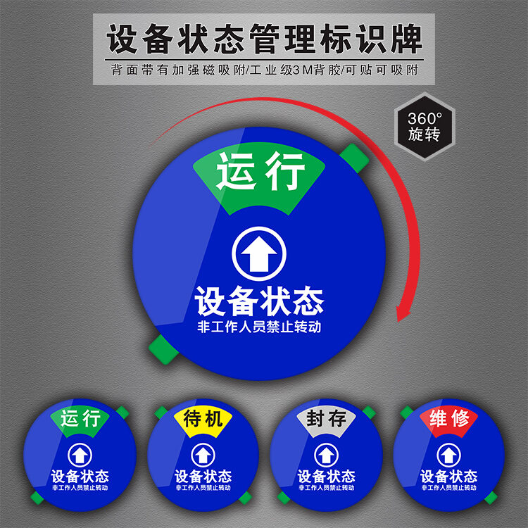 Acrylic Equipment Status Sign Machine Operation Standby Maintenance