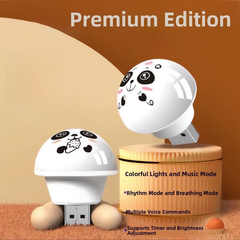 Voice Controlled Panda Night Light Energy Saving Glowing Atmosphere Lamp for Bedroom Dormitory USB Digital Accessories