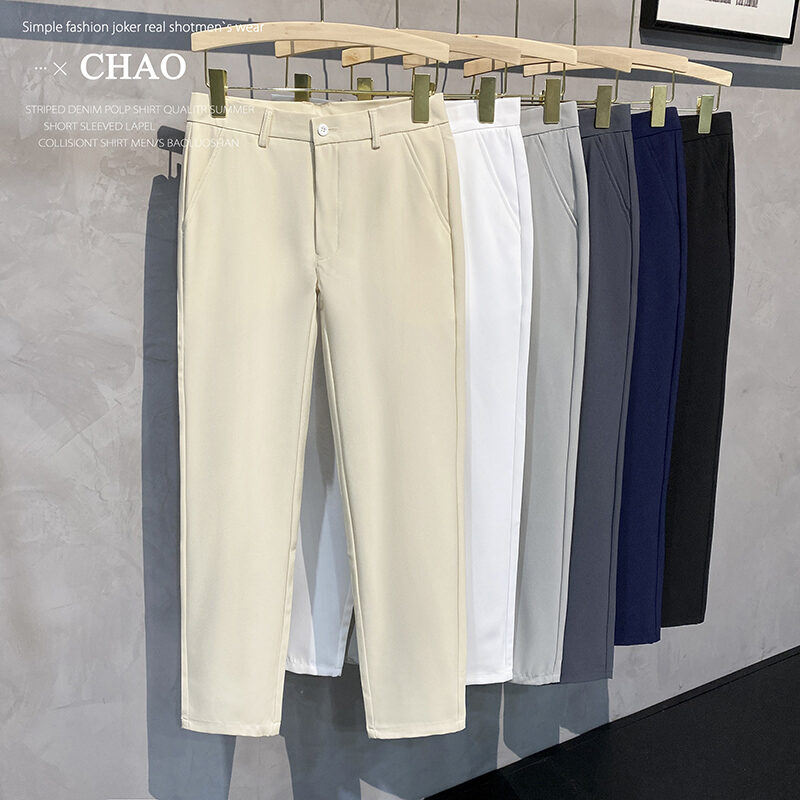 Fall Small Suit Pants Men's Ninth Pants Sub-Pendant Drape Silm Tapered Casual Pants Men Business All-Match Suit Pants Tide. 