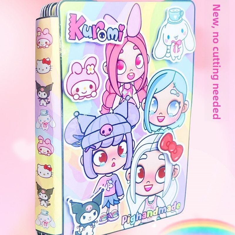 Quiet Book No Cutting New Version Kurokos Girl Home Dress up Toy Handmade Diy Creative Sticker Paper Paste for Kids