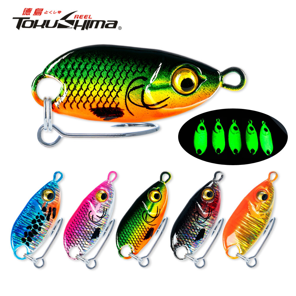 Micro Spoon Fishing Lure 3g 5.5g Luminous Sequin Sinking Casting Bait Single Hook ราคา 19 บาท*ส่งฟรี