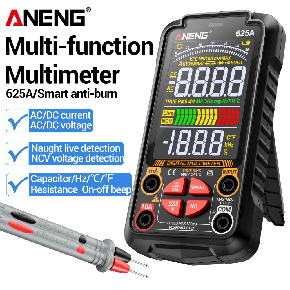 Aneng 625a kỹ thuật số đa chức năng multimeters kỹ thuật số AC/DC dòng điện áp va Màn hình màu Ohm H