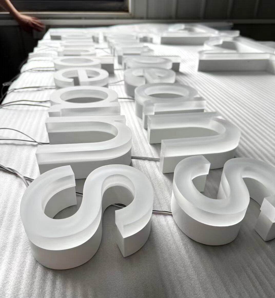 Custom Frosted Acrylic 3D Illuminated Letters LED Double-Layer Backlit Signs Storefront Facade Signage Indoor Light-Up Logos Custom-Size Letters for Studio Fronts
