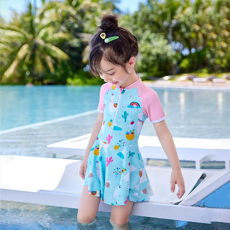 Children's Swimsuit Girls' Summer Children Teens Babies Sunscreen Swimwear One-Piece Girl 2021new Cute Swimsuit