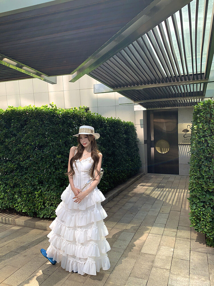 chinese dress ladies Lyon Lace Dress in White Lace – RESA main image 1